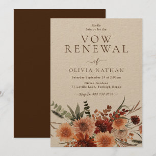 Invitación Renovación de votos de boda floral rústica boho
