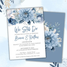 Renovación de votos de boda florales azul polvorie