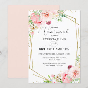 Invitación Renovación de votos de boda geométrica floral eleg