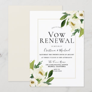 Invitación Renovación de votos de crema floral de rosa blanca