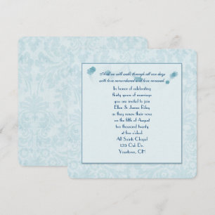 Invitación renovación de votos de damasco aqua pastel