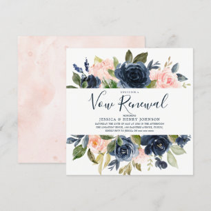 Invitación Renovación de votos de flores de acuarela rosa y a