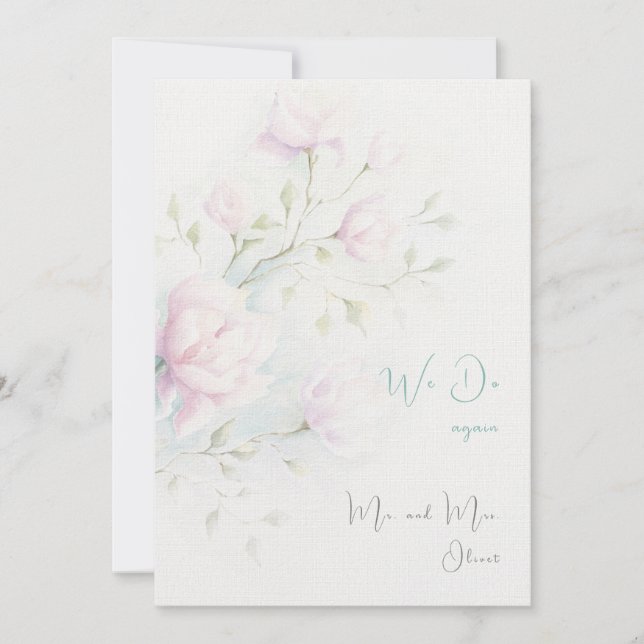 Invitación Renovación de votos de magnolia rosa 10 años (Anverso)