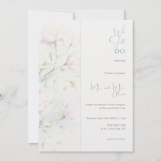 Invitación Renovación de votos de Magnolia Rosa 25 años (Reverso)