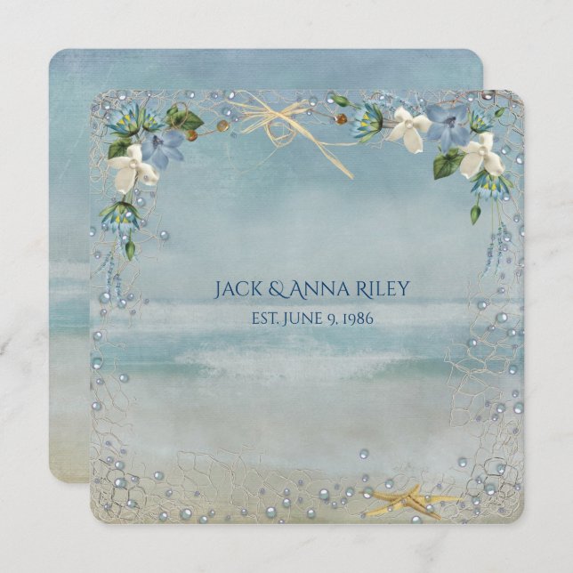 Invitación Renovación de votos de matrimonio con estrellas de (Anverso / Reverso)