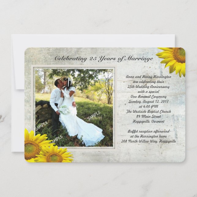 Invitación Renovación de votos de matrimonio con foto grunge  (Anverso)