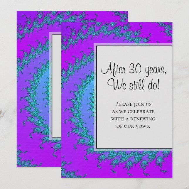 Invitación Renovación de Votos de Patrón Fractal Moderno Acuá (Anverso / Reverso)