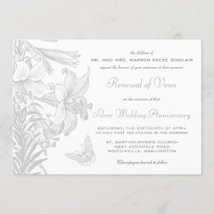 Invitación Renovación de Votos de Plata Aniversario de Bodas 