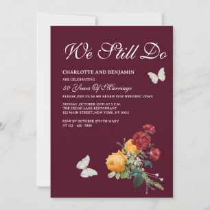 Invitación Renovación de votos de rosas rojas amarillas vinta
