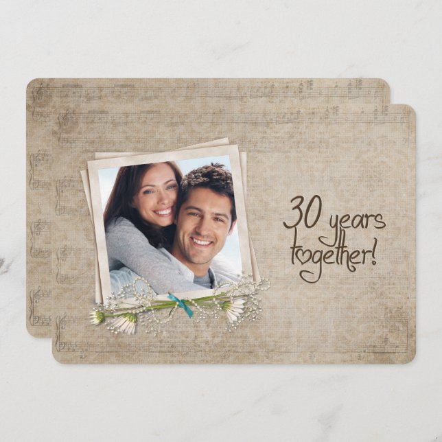 Invitación Renovación de votos del 30º aniversario de boda (Anverso / Reverso)