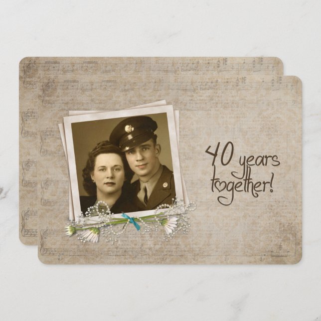 Invitación Renovación de votos del 40º aniversario de bodas (Anverso / Reverso)