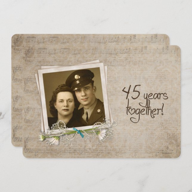 Invitación Renovación de votos del 45º aniversario de bodas (Anverso / Reverso)