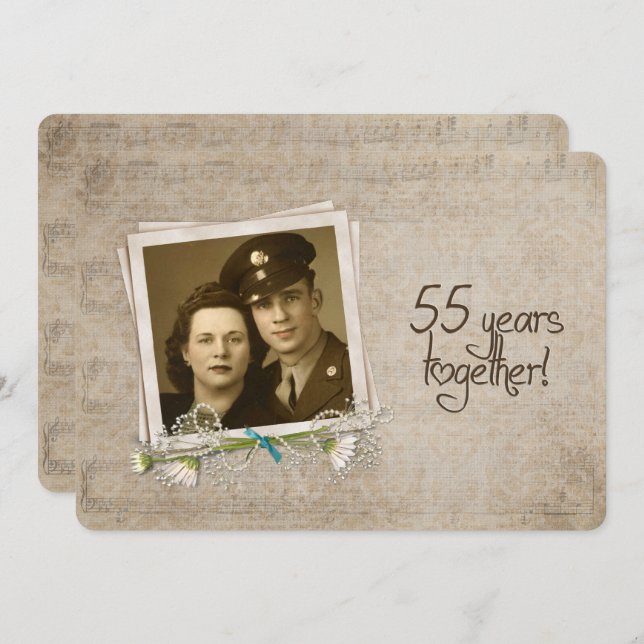 Invitación Renovación de votos del 55 aniversario de bodas (Anverso / Reverso)
