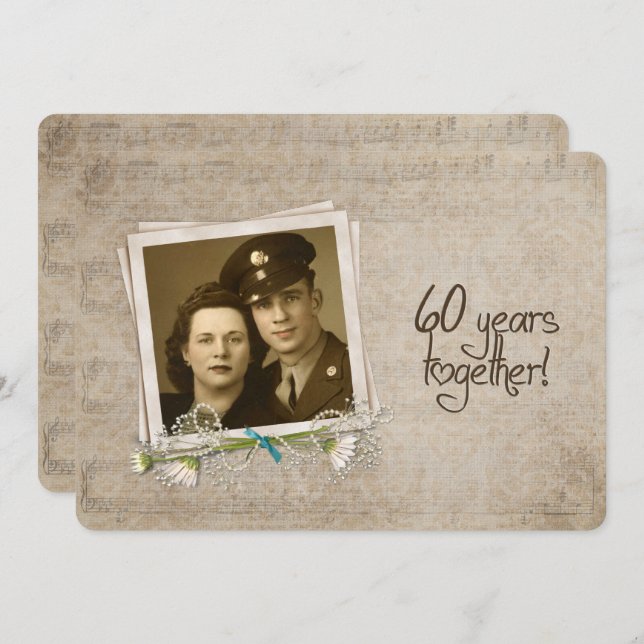 Invitación Renovación de votos del 60º aniversario de bodas (Anverso / Reverso)