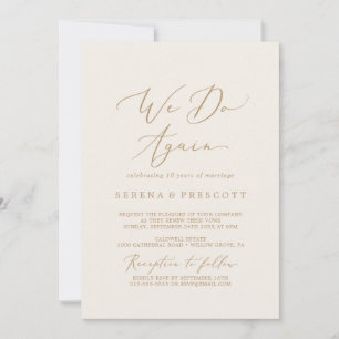 Invitación Renovación de votos delicados de oro y crema We Do