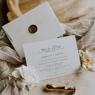 Invitación Renovación de votos elegante en gris caligrafía ch