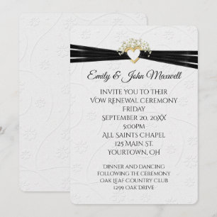 Invitación Renovación de votos Floral con relieve blanco y co