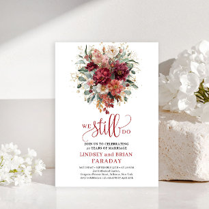 Invitación Renovación de votos floral otoño caprichoso granat