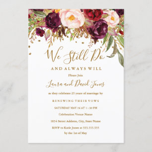 Invitación Renovación de votos Floral Red Burgundy