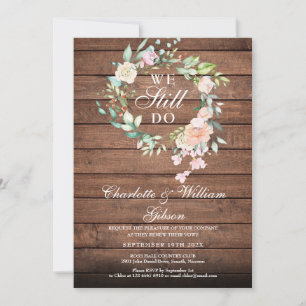 Invitación Renovación de Votos Floral Rústico de Madera