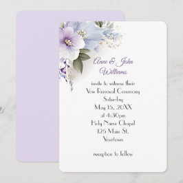 Invitación Renovación de votos florales de lavanda y azul