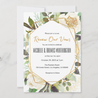 Invitación Renovación de votos florales de peonías blancas ac