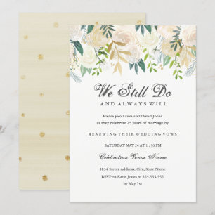 Invitación Renovación de Votos Florales Elegantes con Acuarel
