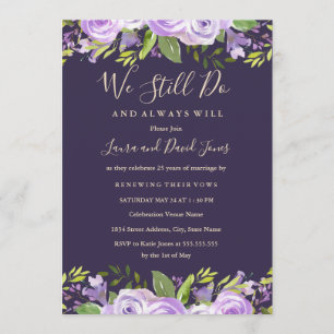 Invitación Renovación de votos florales elegantes en acuarela