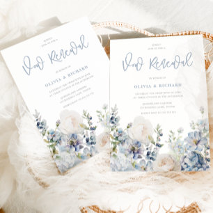 Invitación Renovación de votos florales modernos azul polvori
