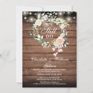 Invitación Renovación de votos florales rústicos con luces