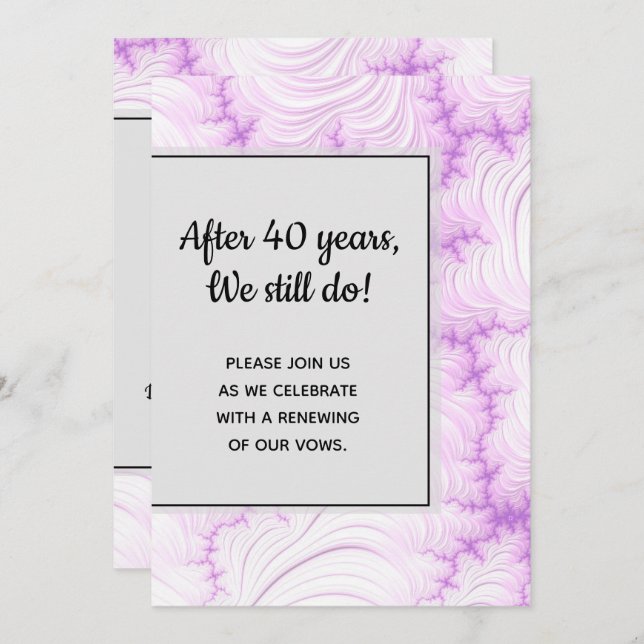 Invitación Renovación de votos moderna en blanco cremoso y vi (Anverso / Reverso)