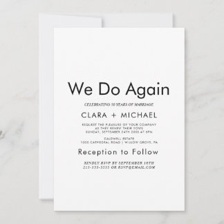 Invitación Renovación de votos «We Do Again» con tipografía c