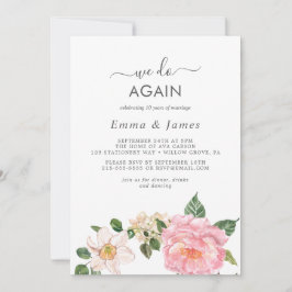 Invitación Renovación de Votos "We Do Again" Florales de Tier