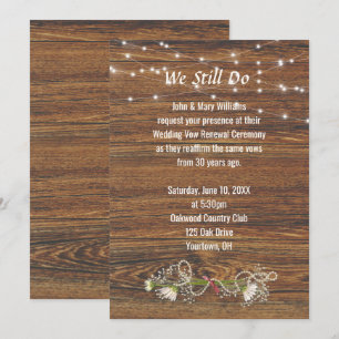 Invitación Renovación de Vow de Madera y Cadena Ligera