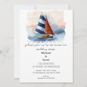 Invitación Renovación de Vow del Boda de barcos náuticos
