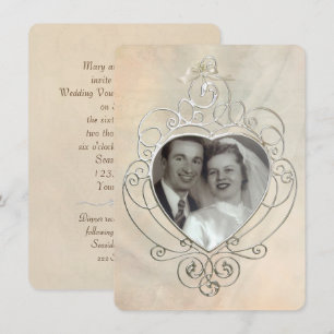 Invitación Renovación de Vow del marco plateado vintage
