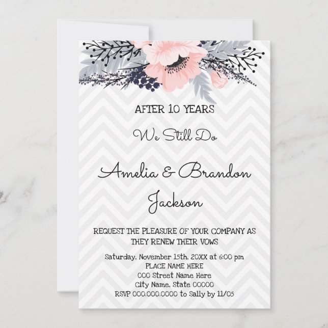 Invitación Renovación del Aniversario de las Flores Bodas Ele (Anverso)