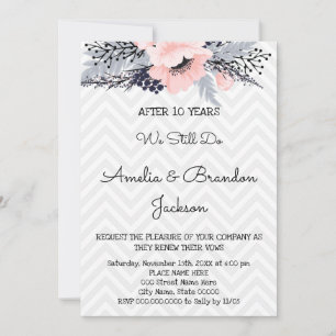 Invitación Renovación del Aniversario de las Flores Bodas Ele