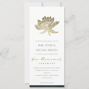 Invitación Renovación del juramento floral de oro verde esmer