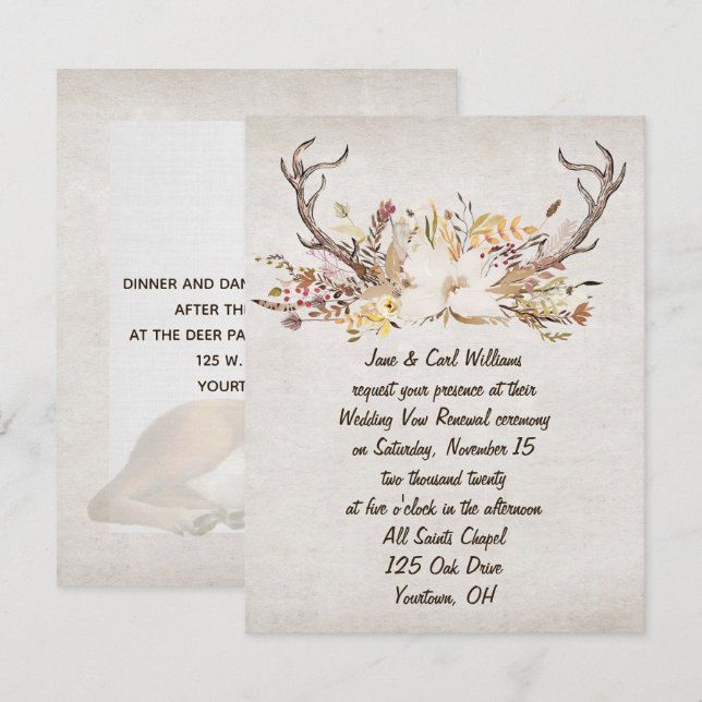Invitación renovación del ramo de otoño y de los venados antl (Anverso / Reverso)