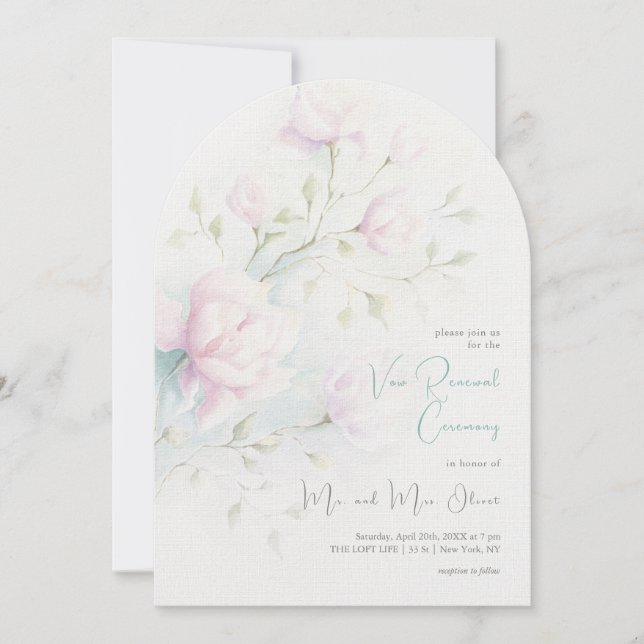 Invitación Renovación del voto de magnolia rosa (Anverso)