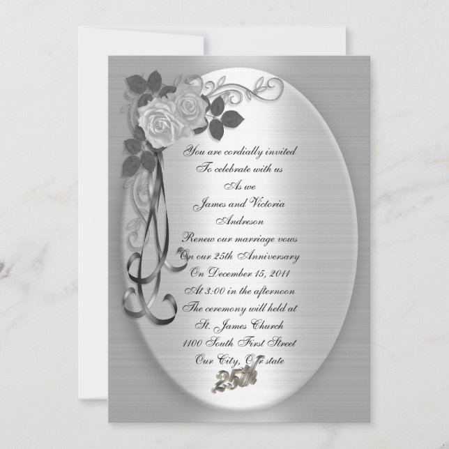 Invitación Renovación del voto en el 25° aniversario (Anverso)