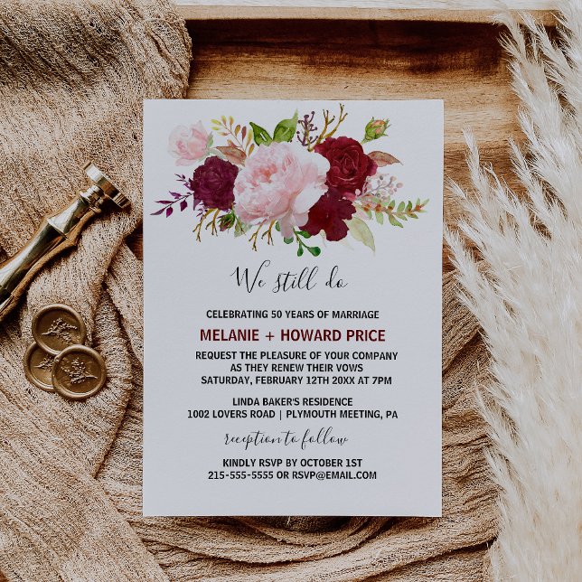 Invitación Renovación del voto rojo tropical y romántico (Subido por el creador)