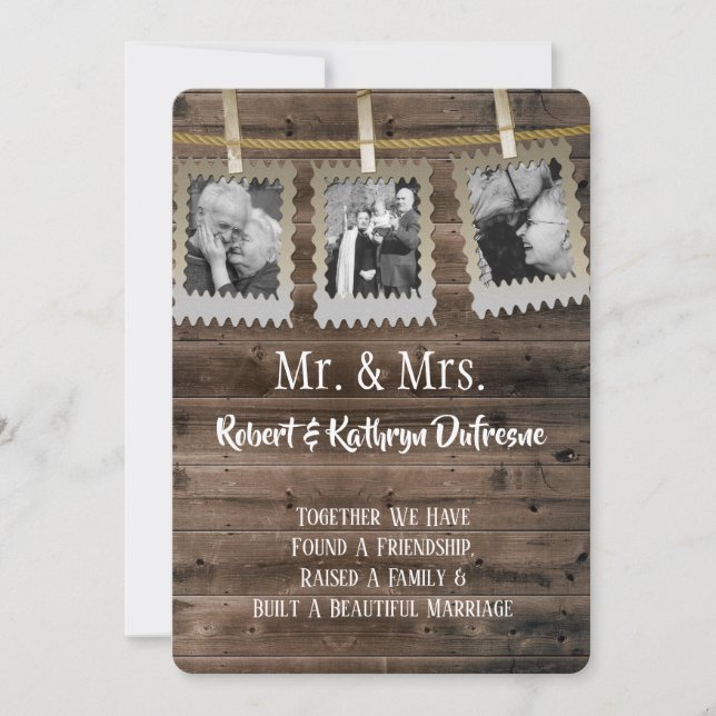 Invitación Renovación romántica del voto con fotos (Anverso)