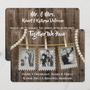 Invitación Renovación romántica y rústica del voto con fotos