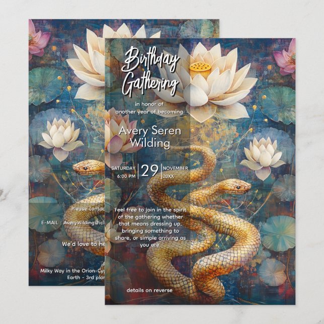 Invitación Renovación Sagrada | Diseño de Serpiente (Anverso / Reverso)