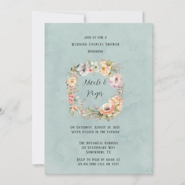 Invitación Renovar la ducha de Bodas de la peonía de la prima (Anverso)