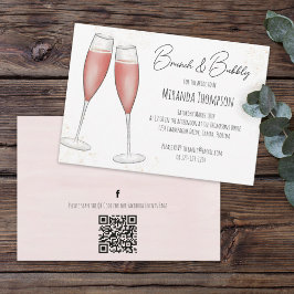 Invitación Rentabilidad de brunch de novia rosa QR Código med