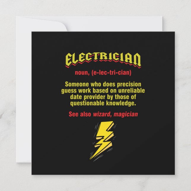 Invitación Repairman Electricity Tradesman Electric Electrica (Anverso)