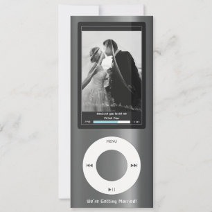 Invitación Reproductor de música MP3 gris para boda